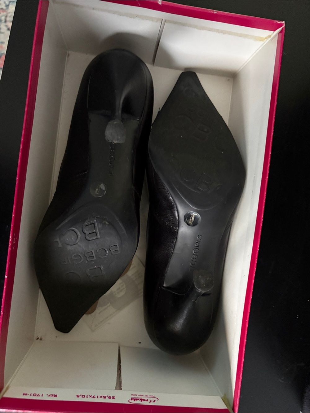 BCBGirls Black Pointed Toe Pumps with Silver Buckle - Picture 5 of 5